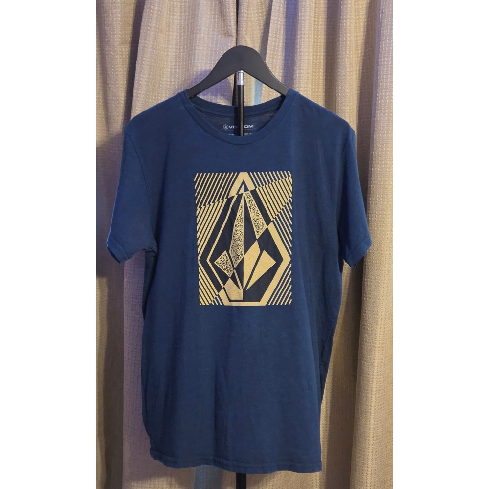 Volcom Short Sleeve Angled Stone T-Shirt Men's Size Large Navy Yellow